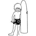 Dibujo para colorear Dibujo De Nino Surfista Para Pintar Y Colorear