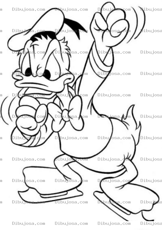 Dibujo para colorear Pato Donald En Patines Para Pintar Y Colorear