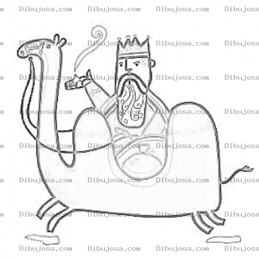 Dibujo para colorear Dibujo De Rey En Camello Para Pintar Y Colorear