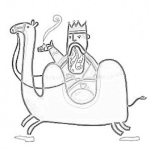 Dibujo para colorear Dibujo De Rey En Camello Para Pintar Y Colorear