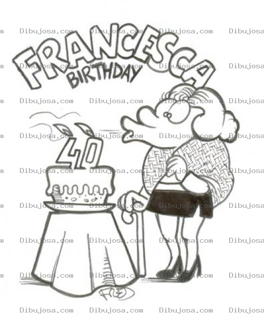 Dibujo para colorear Dibujo De Cumpleanos Numero Cuarenta Para Pintar Y Colorear Mujer De 4 Decadas