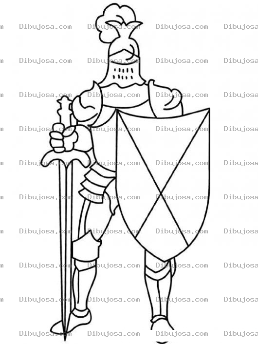 Dibujo para colorear Dibujo De Caballero Con Armadura De Hierro Para Pintar Y Colorear