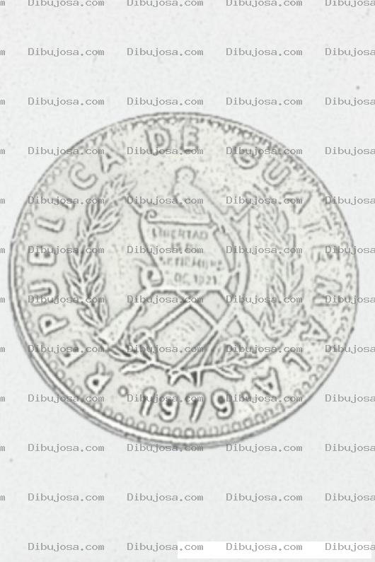 Dibujo para colorear Colorear Moneda De 25 Centavos Con El Escudo De Guatemala