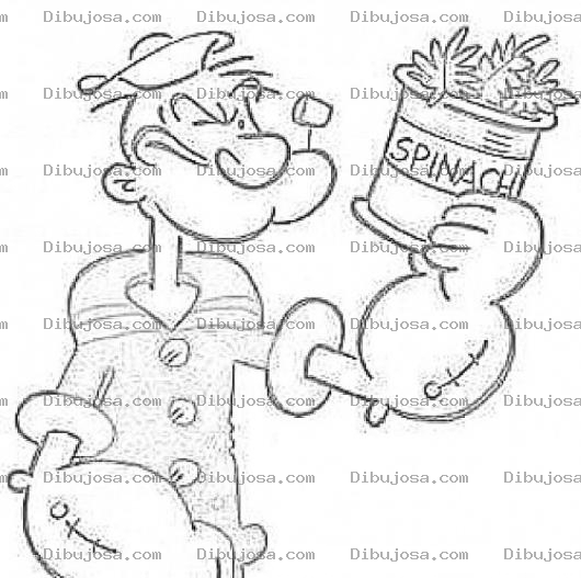Dibujo para colorear Dibujo De Popeye Comiendo Espinacas Para Pintar Y Colorear