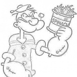 Dibujo para colorear Dibujo De Popeye Comiendo Espinacas Para Pintar Y Colorear