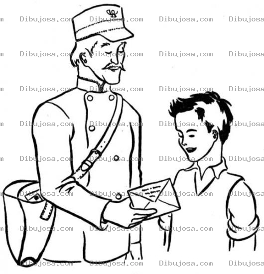 Dibujo para colorear Dibujo De Cartero Dando Carta A Un Chico Para Pintar Y Colorear