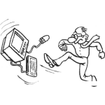 Dibujo para colorear Patada A La Computadora Dibujo De Hombre Pateando Una Computadora Arruinada Para Pintar Y Colorear