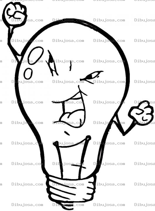 Dibujo para colorear Dibujo De Foco Enojado Para Pintar Y Colorear Bulbo O Bombilla De Luz De 100 Watts Encabronada