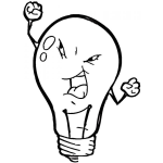 Dibujo para colorear Dibujo De Foco Enojado Para Pintar Y Colorear Bulbo O Bombilla De Luz De 100 Watts Encabronada