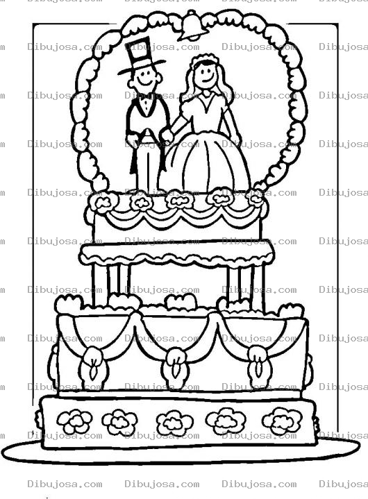 Dibujo para colorear Dibujo De Pastel De Bodas Para Pintar Y Colorear