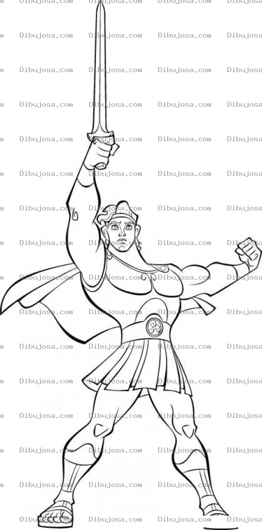 Dibujo para colorear Dibujo De Hercules Con Espada Para Pintar Y Colorear