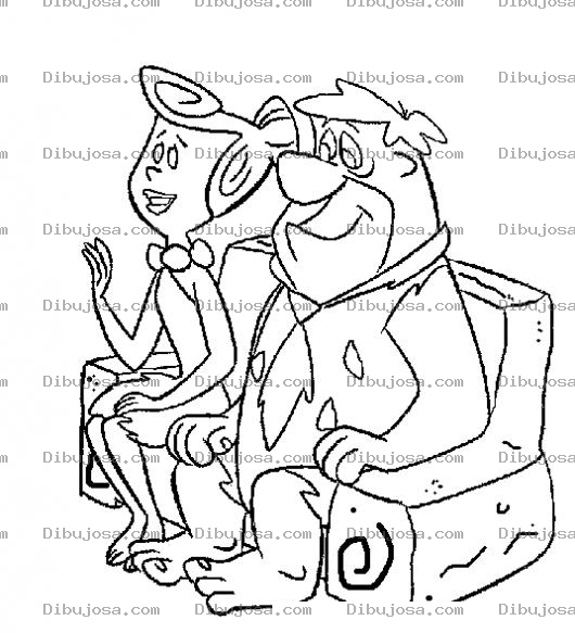 Dibujo para colorear Pedro Y Vilma Picapiedra Sentados En Un Sofa Para Pintar Y Colorear