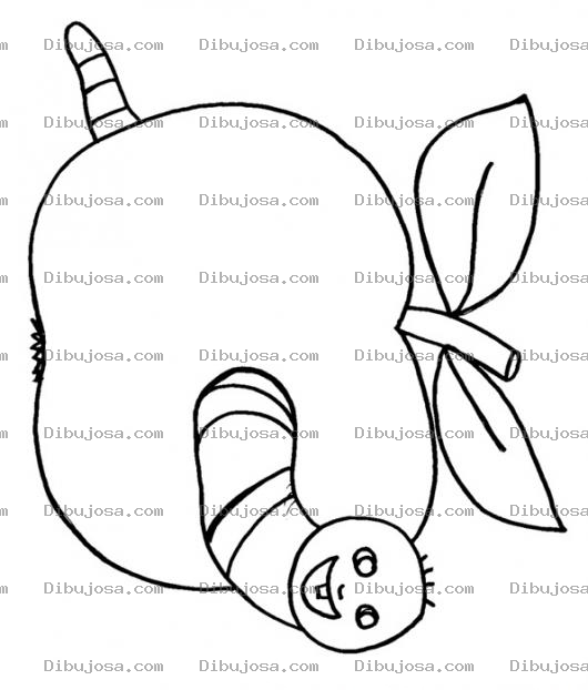 Dibujo para colorear Dibujo De Gusanito En Manzana Para Pintar Y Colorear