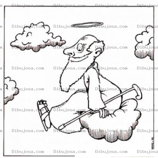 Dibujo para colorear Dibujo De San Pedro Sentado En Una Nube Para Pintar Y Colorear