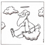 Dibujo para colorear Dibujo De San Pedro Sentado En Una Nube Para Pintar Y Colorear
