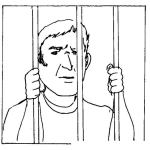Dibujo para colorear Dibujo De Preso Para Pintar Y Colorear Prisionero En La Carcel Tras Barrotes De Hierro