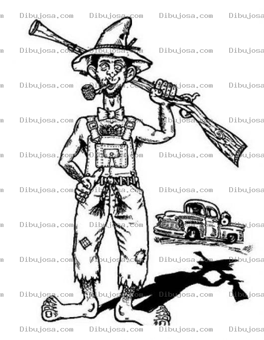 Dibujo para colorear Dibujo De Granjero Pobre Pero Armado Para Pintar Y Colorear