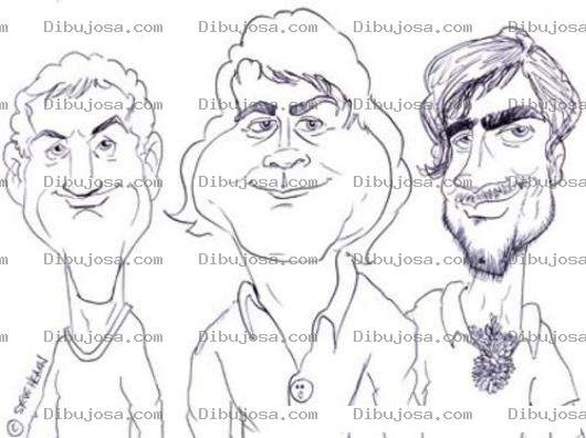 Dibujo para colorear Caricatura De Tres Hombres Para Pintar Y Colorear