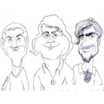 Dibujo para colorear Caricatura De Tres Hombres Para Pintar Y Colorear