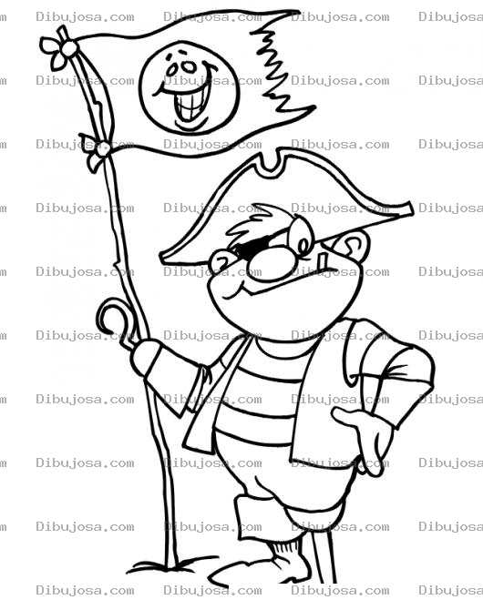 Dibujo para colorear Pirata Con Pata De Palo Para Pintar Y Colorear