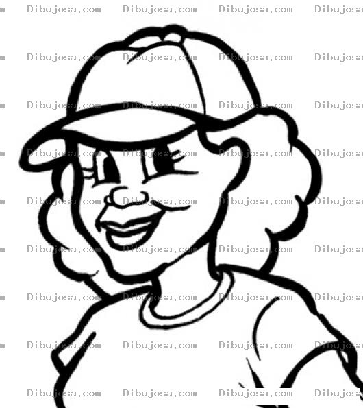Dibujo para colorear Dibujo De Mujer Con Gorra Para Pintar Y Colorear