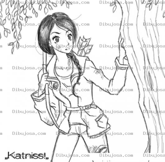 Dibujo para colorear Dibujo De Chica Exploradora Con Arco Y Flechas En El Bosque Para Pintar Y Colorear