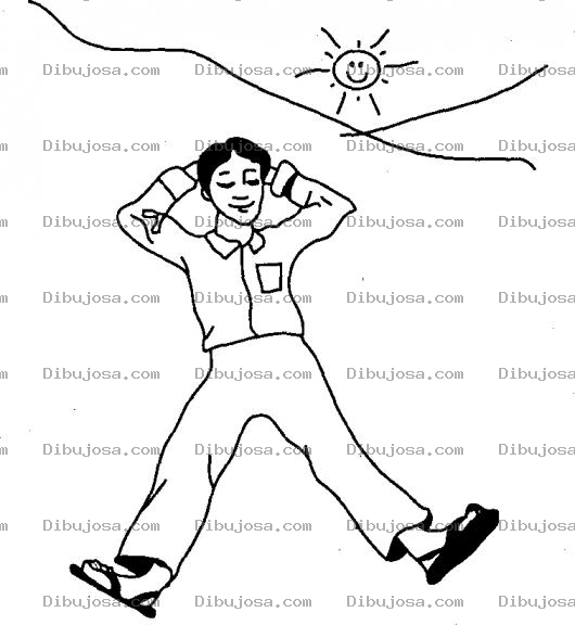 Dibujo para colorear Dibujo De Muchacho Asoleandose En El Desierto Para Pintar Y Colorear Un Bano De Sol