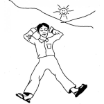 Dibujo para colorear Dibujo De Muchacho Asoleandose En El Desierto Para Pintar Y Colorear Un Bano De Sol