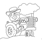 Dibujo para colorear Dibujo De Puerquito Manejando Un Tractos Para Pintar Y Colorear