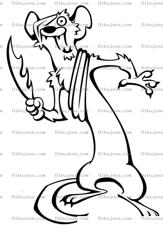 Dibujo para colorear Dibujo De Rata Pirata Para Pintar Y Colorear