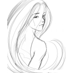 Dibujo para colorear Chica Llorando De Espaldas Para Pintar Y Colorear