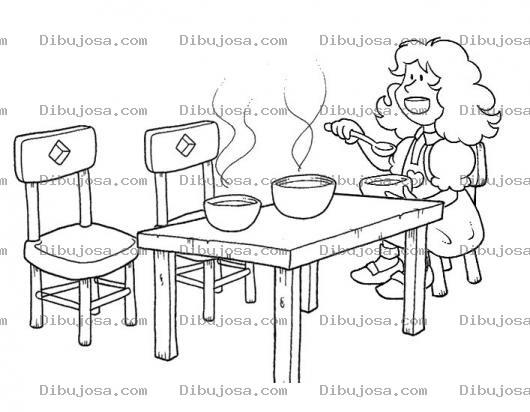 Dibujo para colorear Dibujo De Risitos De Oro Tomandose La Sopa De Los Osos Para Pintar Y Colorear