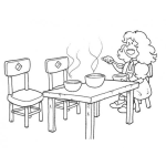 Dibujo para colorear Dibujo De Risitos De Oro Tomandose La Sopa De Los Osos Para Pintar Y Colorear