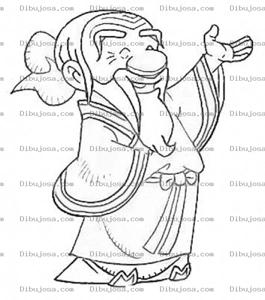 Dibujo para colorear Confusio Dibujo De Sabio Chino Con Kimono Para Pintar Y Colorear