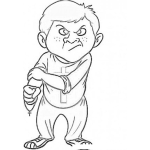 Dibujo para colorear Dibujo De Nino Cristiano Pero Peleonero Para Pintar Y Colorear Chico Que Practica El Mas Vale Dar Que Recibir