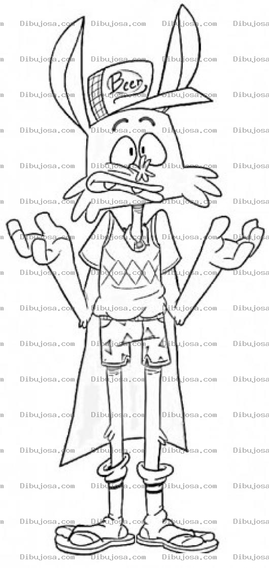 Dibujo para colorear Superconejo Dibujo De Super Conejo Para Pintar Y Colorear Conejo Con Gorra De Cerveza
