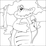 Dibujo para colorear Dibujo De Cocodrilo Cantante Para Pintar Y Colorear Lagarto Cantando Con Microfono