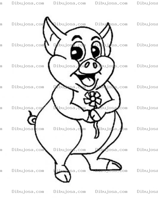Dibujo para colorear Dibujo De Gordo Puerquito Enamorado Para Pintar Y Colorear