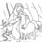 Dibujo para colorear Dibujo De La Oveja Perdida Con Su Pastor Para Pintar Y Colorear