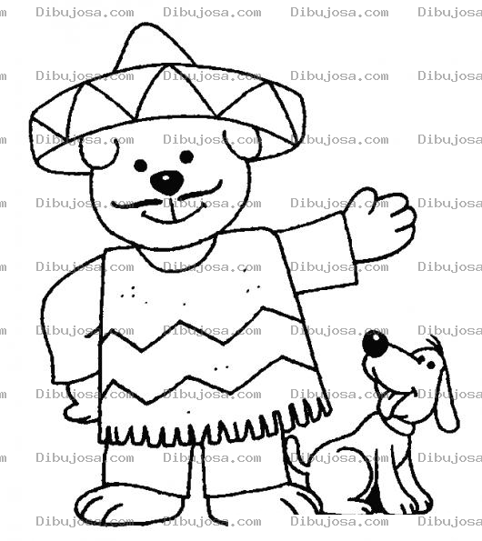 Dibujo para colorear Ositomexicano Para Pintar Y Colorear Dibujo De Osito Charrito