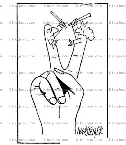 Dibujo para colorear Dedos Peleando Para Pintar Y Colorear
