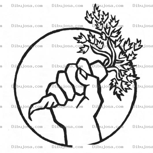 Dibujo para colorear Dibujo De Una Mano Con Zanahoria Para Pintar Y Colorear
