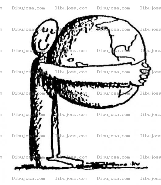 Dibujo para colorear Dibujo De Hombre Abrazando Al Mundo Para Pintar Y Colorear El Dia De La Tierra