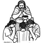 Dibujo para colorear Dibujo De Familia Orando Por Los Alimentos Para Pintar Y Colorear