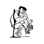 Dibujo para colorear Dibujo De Hombre Quebrado Y Enyesado Con Patines Para Pintar Y Colorear