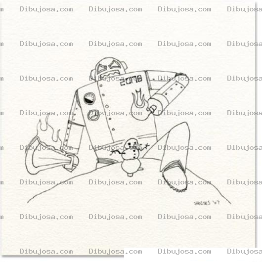 Dibujo para colorear Robot Malo Para Pintar Y Colorear Robot Malvado