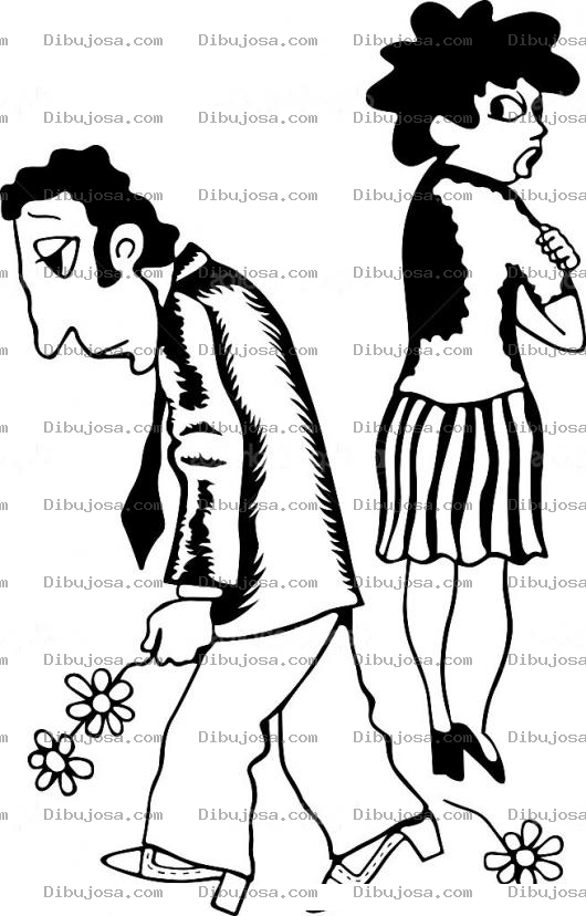 Dibujo para colorear Dibujo De Un Divorcio Para Pintar Y Colorear A Un Hombre Triste Y Mujer Enojada