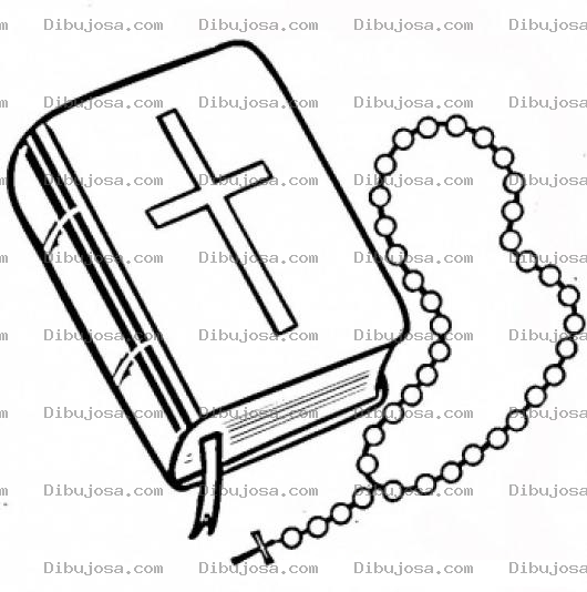 Dibujo para colorear Dibujo De Biblia Con Rosario Para Pintar Y Colorear