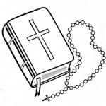 Dibujo De Biblia Con Rosario Para Pintar Y Colorear
