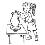 Dibujo para colorear Dibujo De Nina Artesana Haciendo Un Jarron De Barro Para Pintar Y Colorear